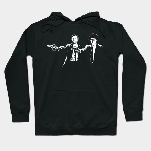 IT Crowd Roy And Moss Pulp Fiction Hoodie by Bevatron